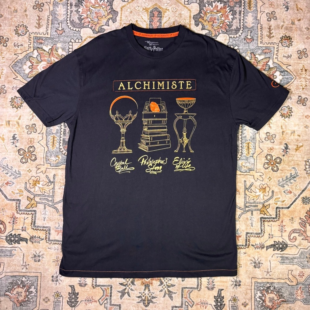 Harry Potter Alchimiste Graphic T-Shirt Black Wizarding World Philosopher Stone